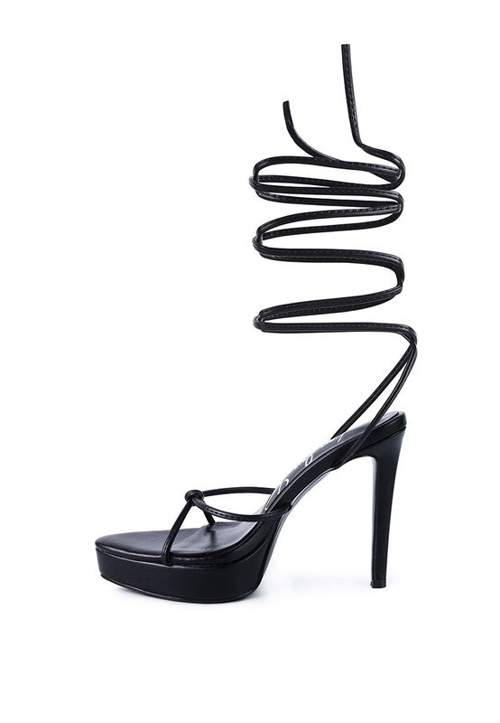 Bondage high heel lace up sandals