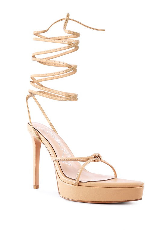 Bondage high heel lace up sandals