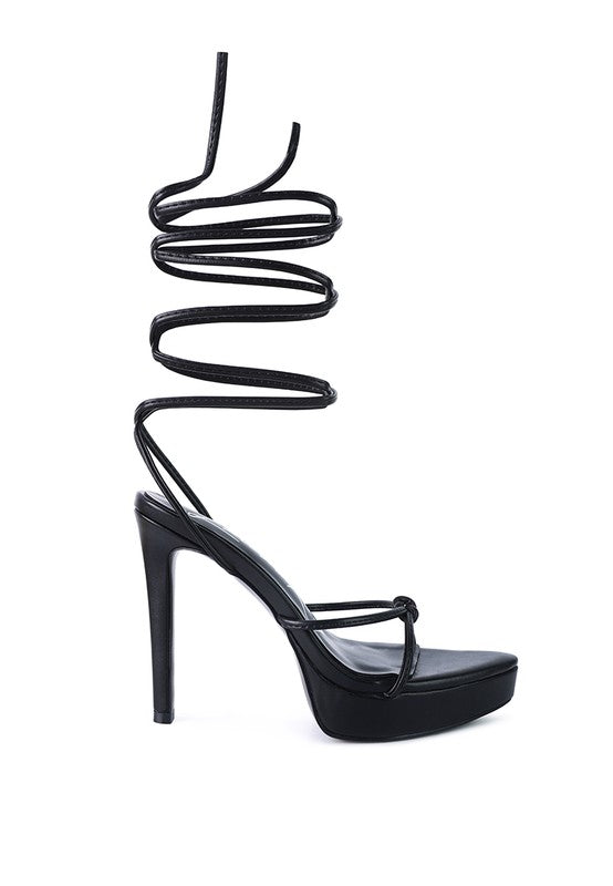 Bondage high heel lace up sandals