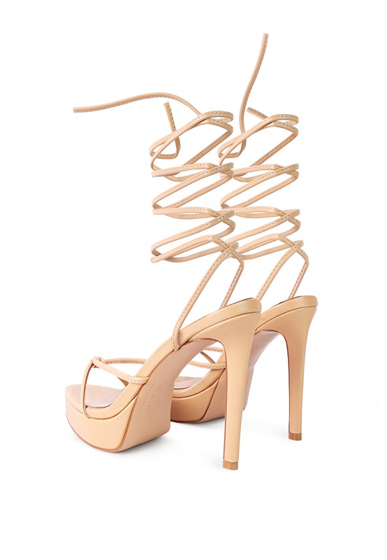 Bondage high heel lace up sandals