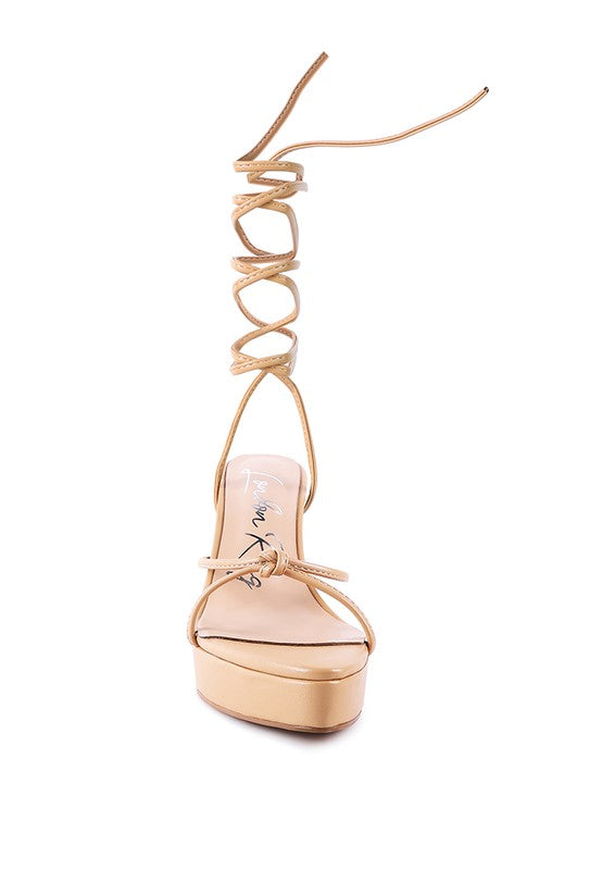 Bondage high heel lace up sandals