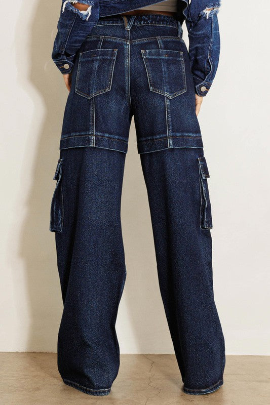 Cargo pocket wide jeans