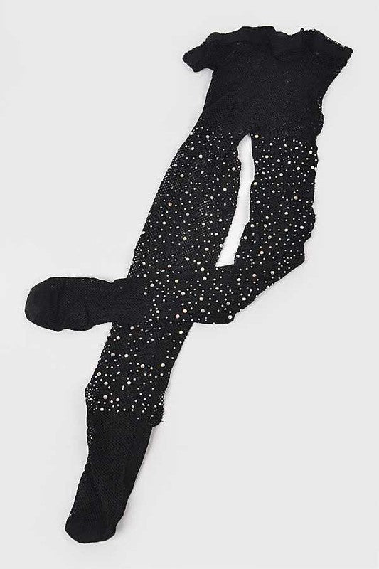 Rhinestone Accent Fishnet Stocking