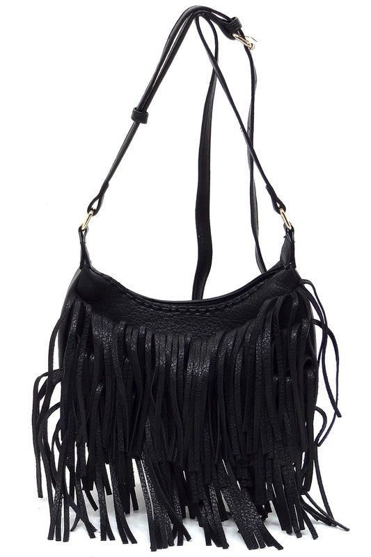 Fringe Hobo Crossbody Bag