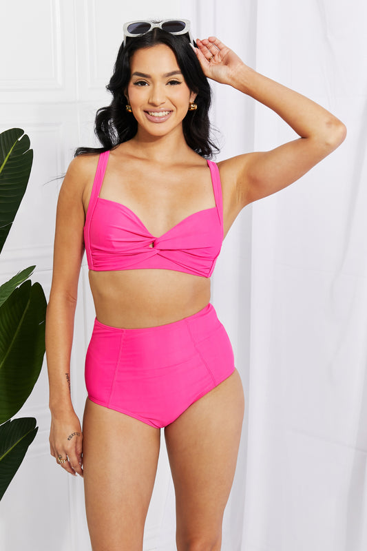 Take a dip twist high-rise bikini in pink