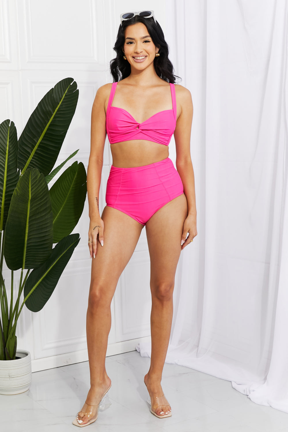 Take a dip twist high-rise bikini in pink