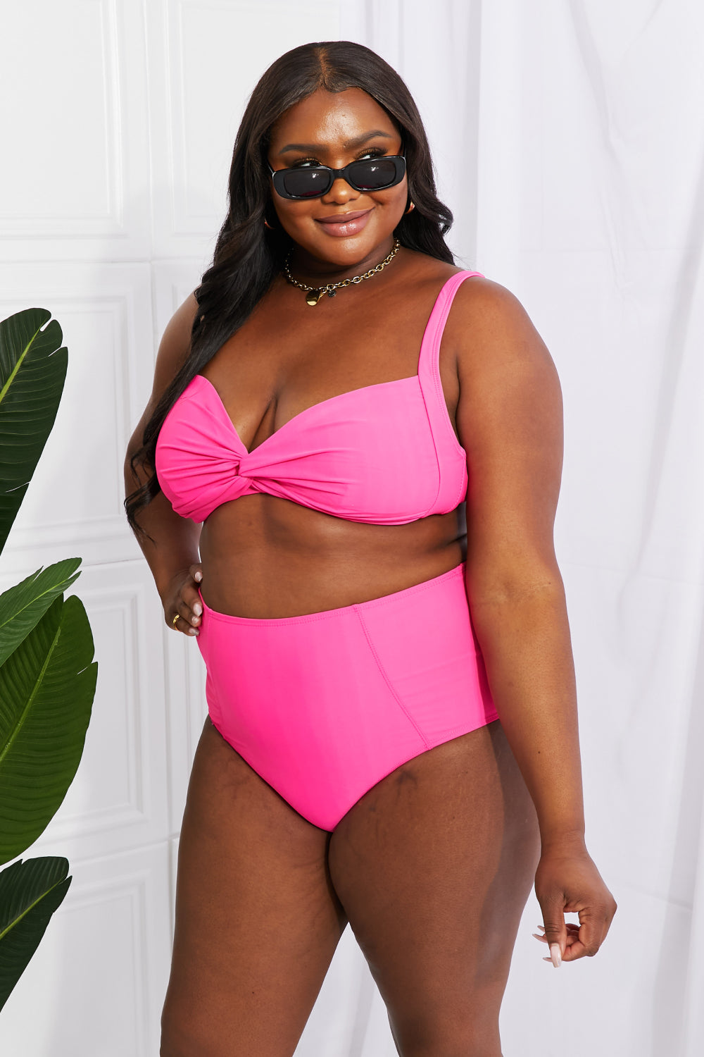 Take a dip twist high-rise bikini in pink