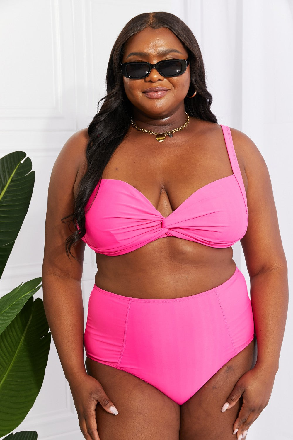 Take a dip twist high-rise bikini in pink