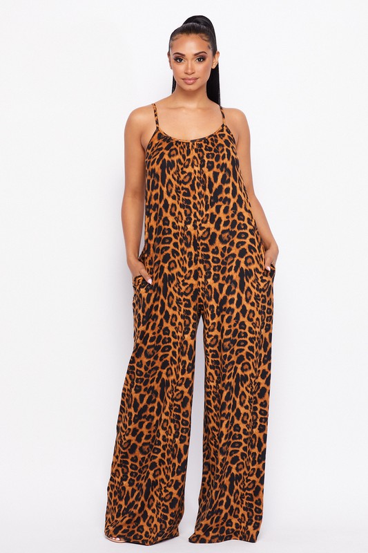 cheetah palazzo jumpsuit